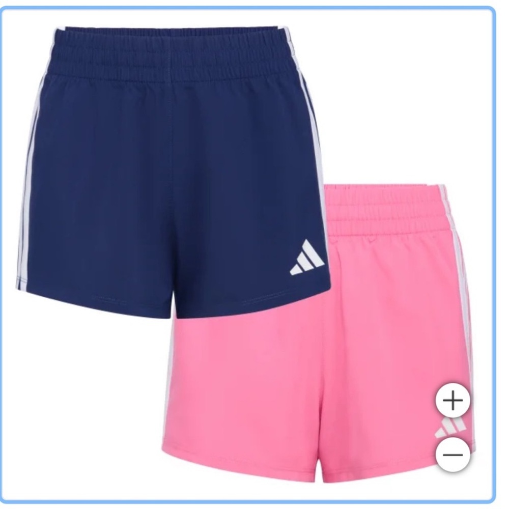NWT. adidas Youth 2-pack Short. Blue & Pink.